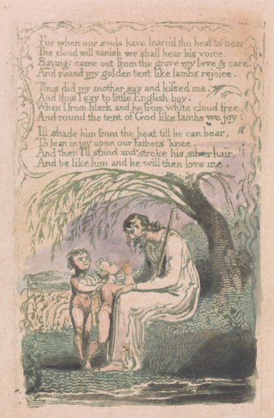 Liederen van Onschuld en Ervaring, Plaat 6, De Kleine Zwarte Jongen (Bentley 10) door William Blake